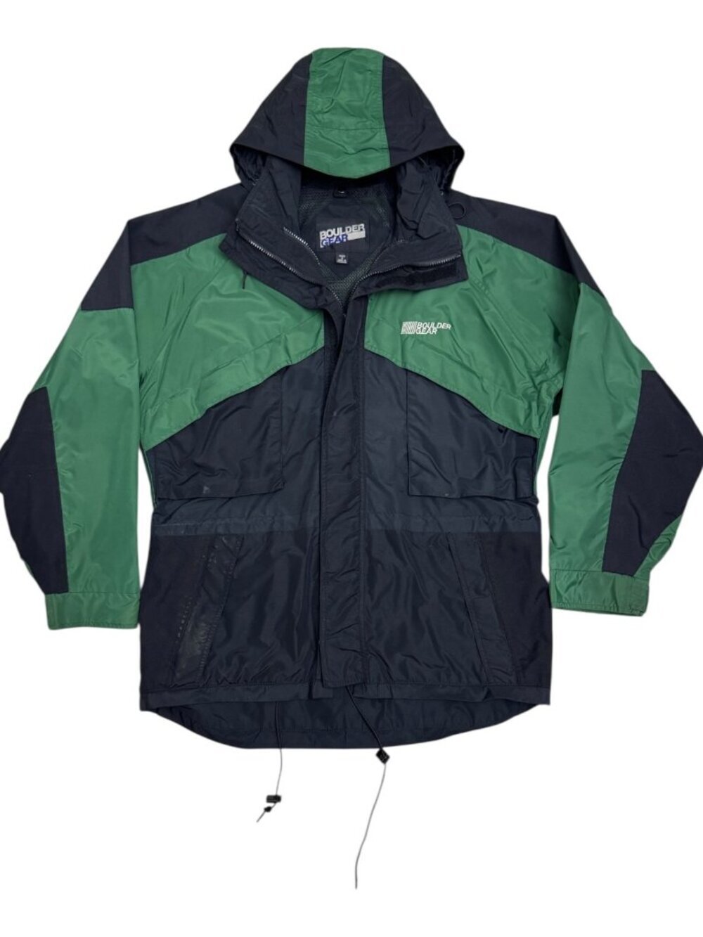 VINTAGE BOULDER GEAR Jacket Waterproof Vintage 90s Green Windbreaker Mens Small